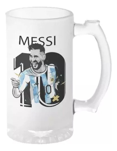 Chopp Vaso Cerveza Vidrio Esmerilado Futbol Messi 10 Arg