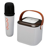 Mini Karaoke Portátil Bluetooth, Micrófono Con Altavoz Para Interior Y Exterior Color Blanco