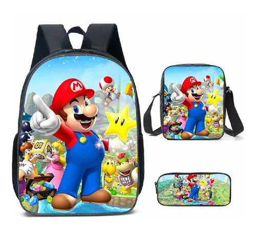 Kit Mochila Grande Lonchera Y Lapicera Mariobros Chenson