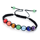 Pulsera 7 Chakras Unisex Tejida  Ajustable De Piedra Natural