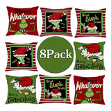 8 Fundas De Almohada De Grinch De Navidad 45 X 45 Cm