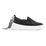 Tênis Feminino Cravo E Canela Casual Slip On Couro - Preto