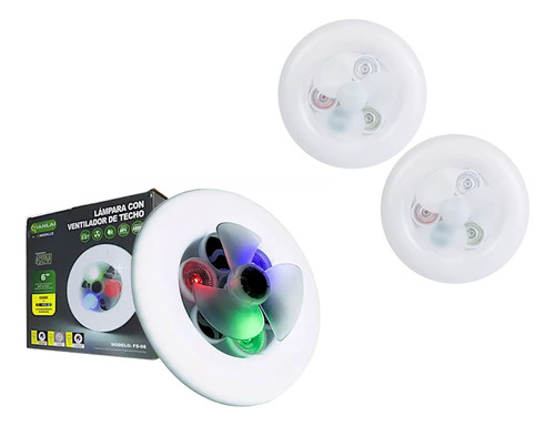 Lampara Led Rgb Y Ventilador Silencioso E27 6 PuLG 40w 2 Pz