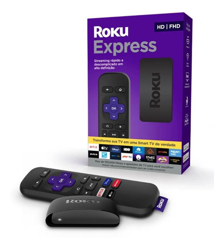 Roku Express Streaming, Fullhd, Conversor Smart Tv, Controle