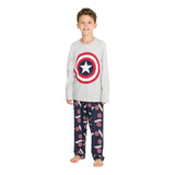 Pijama Infantil Longo Capitão América - Marvel 27.05.0105