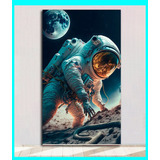 Cuadro Decorativo Astronauta 29x50 Cm Planetas Universo Luna