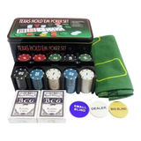 Set Poker Juego De Mesa 200 Fichas + Naipes Y Mantel