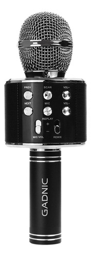 Micrófono Gadnic Km-01 Karaoke Inalámbrico Bluetooth C/ Efectos De Voz Negro