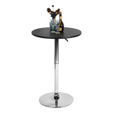 Mesa De Bar Redonda Moderno De 60cm, Negro Y Base Plateado Homemake Furniture