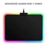 Mousepad Gamer Borda Led Rgb Iluminado 7 Cores 25x35cm Médio Cor Preto