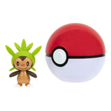 Figura Pokemon Chespin + Poke Bola Pack Batalla 5cm Original