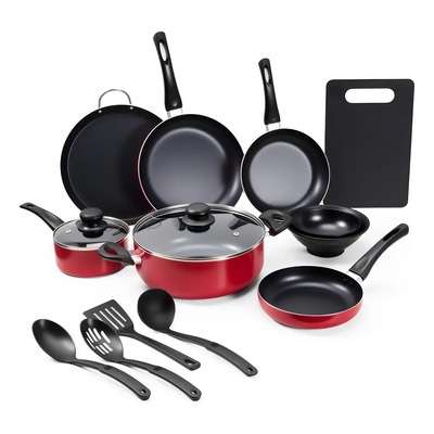 Batería Cocina Antiadherente PISOMA 15 Piezas Aluminio Rojo | Envío gratis