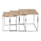 Mesa Ratona Moderna Cromo Premium Nido Cubo Set X3