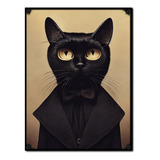 #1590 - Cuadro Decorativo Vintage - Gato Negro Retro Poster 