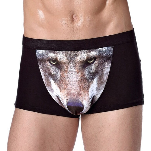 Sexys Calzon Para Hombre De Lobo Boxer Animal Print