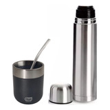 Mate Termico Con Tapa Antiderrame + Bombilla + Termo Bala