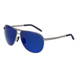 Lentes Sol Porsche Design P8642 Titanium Pilot Italy 62mm Color Silver/blue Flash D