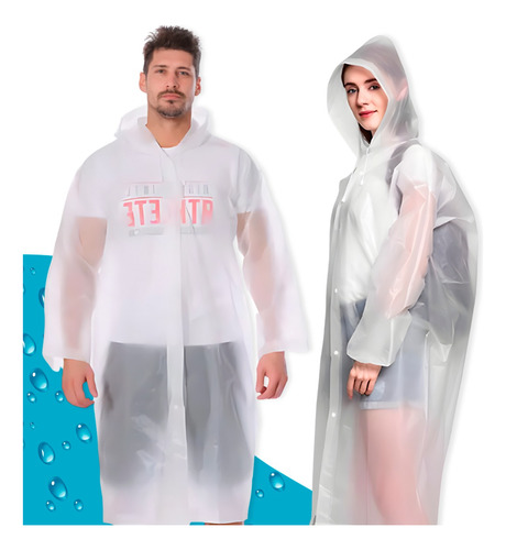 Capa De Chuva Impermeável Pvc Com Capuz  Transparente 