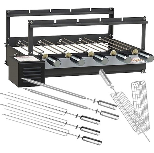 Churrasqueira 5 Espetos Giratórios Grill Rotativo + Brinde!