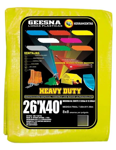 Lona Geesna Ligera 26x40 Ft (7.8 X 12 Mts)