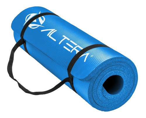 Tapete Yoga Portatil Ejercicio Pilates Correa Transportadora Color Azul