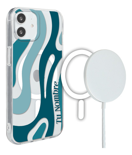 Funda Para iPhone Magsafe Con Nombre Para Mujer Curvas Aqua