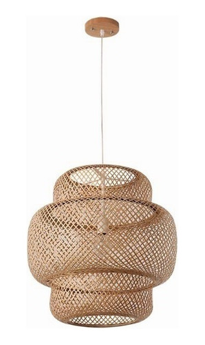 Lámpara Colgante Led Tejida De Bambú, Candelabro Suspendido