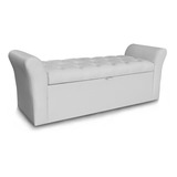 Recamier Baú Egeo Cama Casal 158x51 Corino Branco