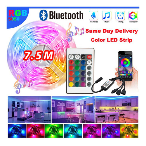 Pantalla Rgb5050 De Colores Bluetooth Tira Led De 7.5 M+apli