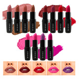 Kit Set 12 Labiales Humectante Bissu Cafe Rojo Morado