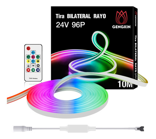 Tira De Luz De Neón Led Bilateral Rayo 24v 3535/96p 10 Mts