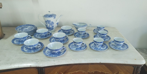 Antiguo Juego Te Y Cafe Porcelana Old Blue Tsuji 32 Piezas 