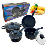 Set De Ollas Bateria Cocina Cacerola Sarten Coated 7 Piezas