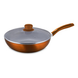 Wok De Aluminio Con Tapa Antiadherente 30 Cm Montecarlo