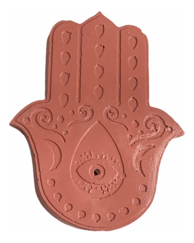 Porta Sahumerios Artesanal Mano De Fátima - Hamsa Coral #o