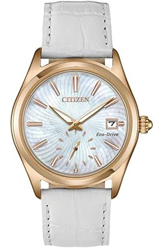 Reloj Citizen 61043 Ev1033-08d Mujer Eco-drive Corso Color De La Correa Blanco Color Del Bisel Dorado Color Del Fondo Madre Perla 61043