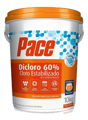 Cloro Dicloro Com 60% De Cloro Ativo - Pace Hth Balde 10kg
