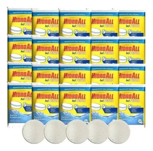 Cloro Pastilha Hcl Penta 5 Em 1 Hidroall 20 Unidades 200g