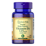 Vitamina D3 5000ui 100 Capsulas Mega Potencia Puritans Pride
