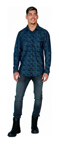 Camisa Denim Estampada Rose Rever Pass