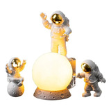 Decoração 3 Astronautas + Lua Led Abajur Luminária Tik Tok 