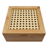 Caixa Porta Chá Em  Bambu Com Divisórias Organizadora