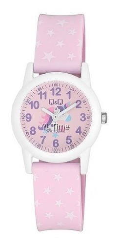 Reloj Infantil Para Niña Q & Q Análogo Pink Star Vr99j013y Color De La Correa Rosa Color Del Bisel Blanco Color Del Fondo Unicornio