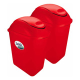 2 Pack Cesto Jumbo 26 L Sin Asas C/tapa Balancín En Colores Color Rojo