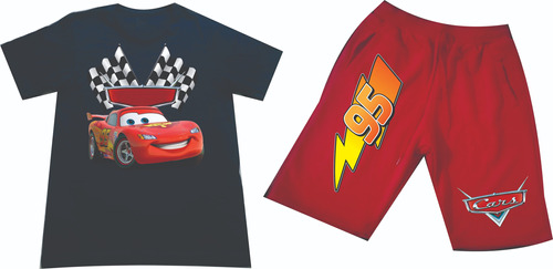 Conjuntos Cars Rayo Mcqueen Camiseta+pantaloneta  