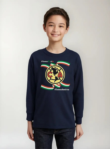 Jersey Playera M Larga Niño Niña América Independencia Méxic | Meses sin interés