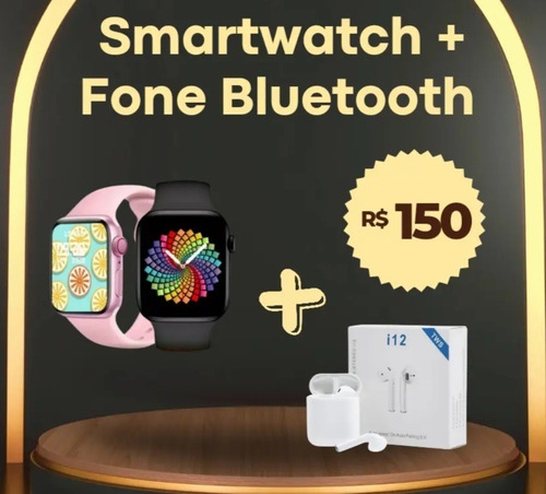 Smartwatch X8 + Pro Indução + Fone I12 De Brinde 