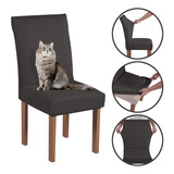 Capas Cadeira Jantar 6 Peças Spandex Anti Gato Matelada Luxo