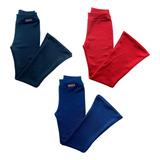 Calça Flare Juvenil Malha Crepe / Kit Com 3 Unidades.