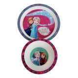 Set De Plato Playo Y Hondo Infantil Frozen Orig Cresko